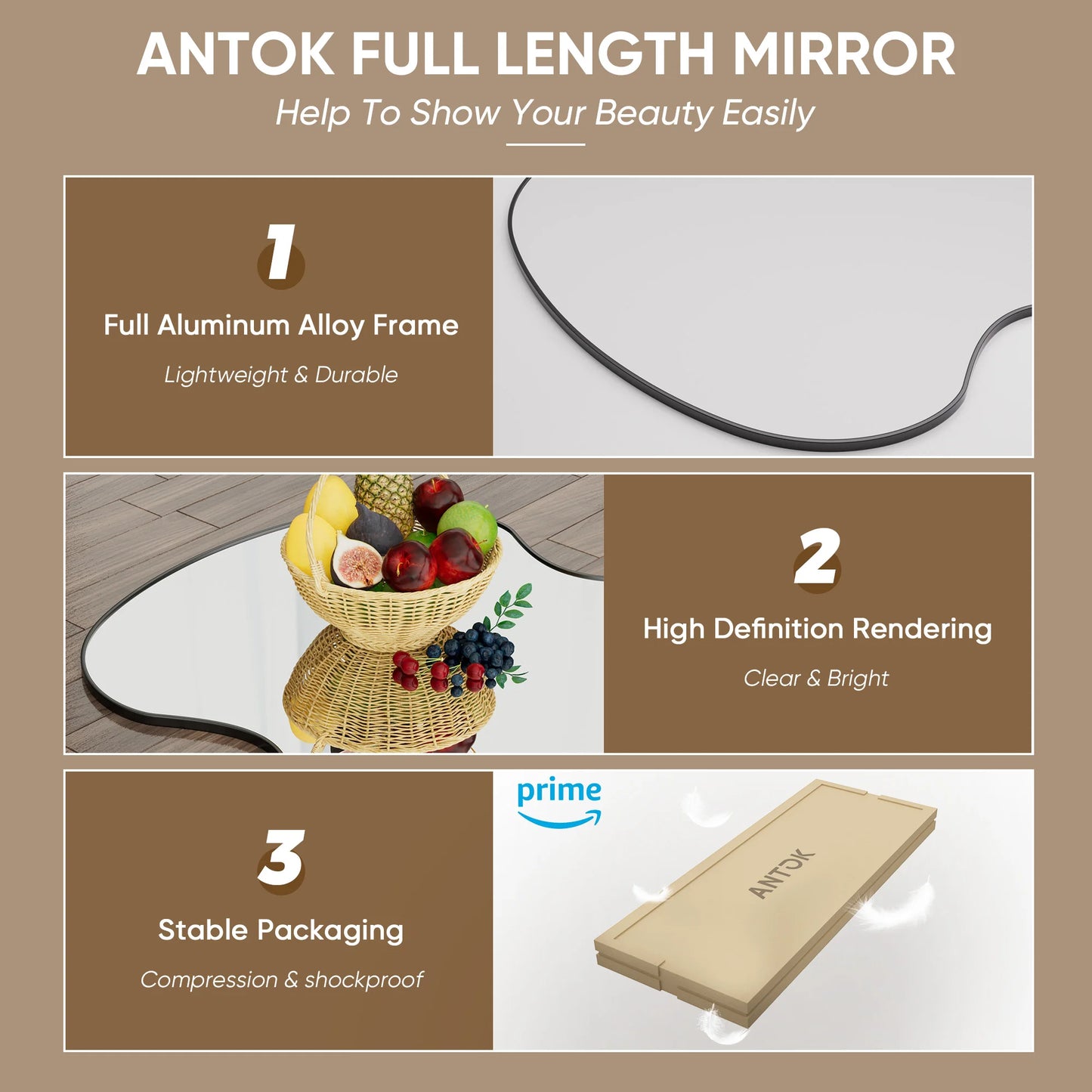 Antok Mirror With Stand for Bedroom and Living Room