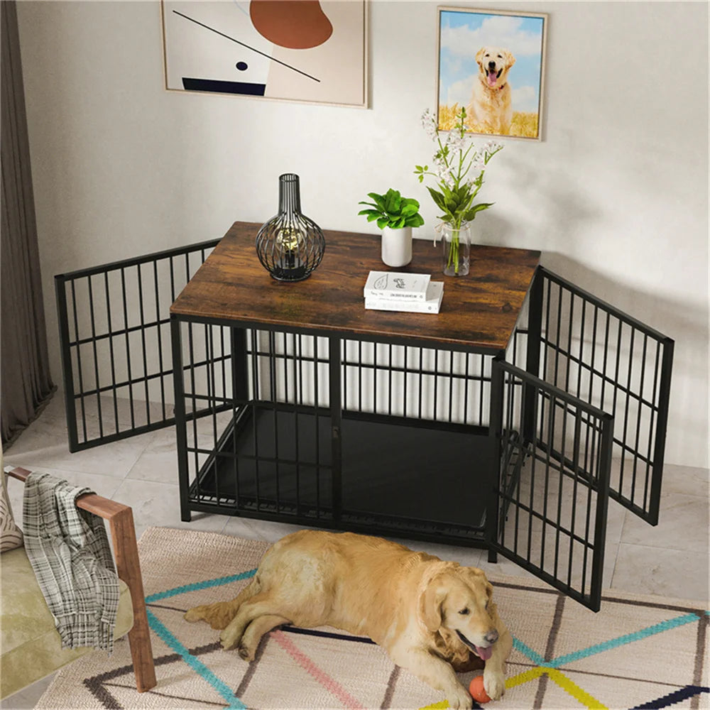 Borwar Wooden Dog Crate End Table Kennel With Removable Tray
