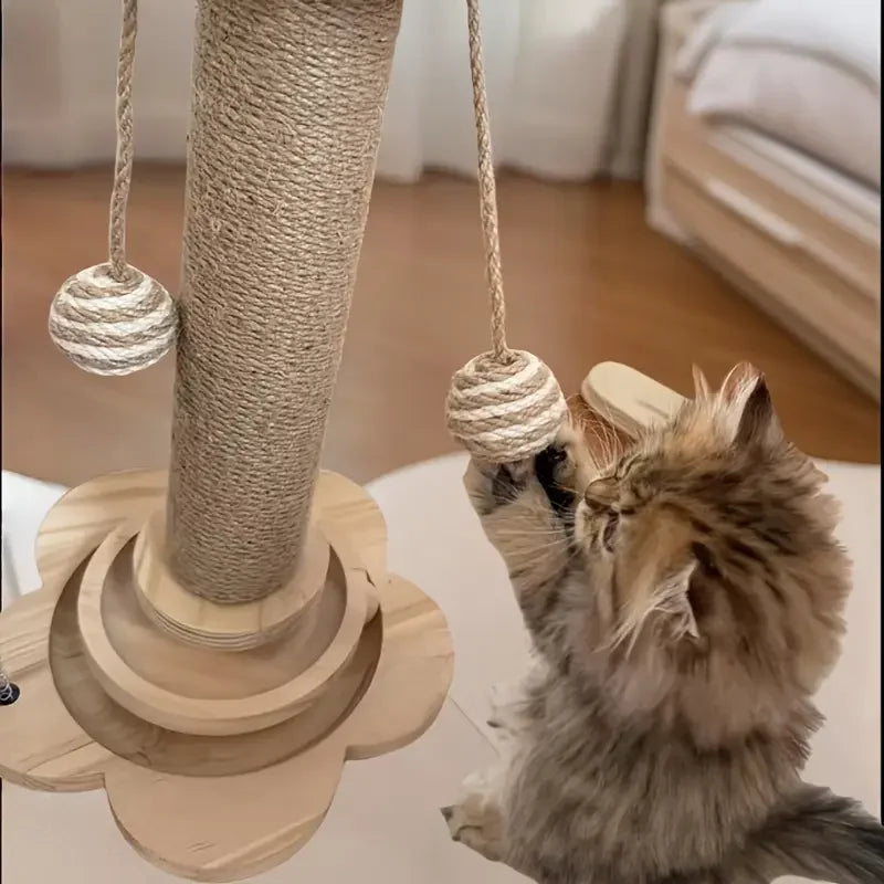 NONECN Cat Scratch Board Rotating Platform Wooden Fiber Toy