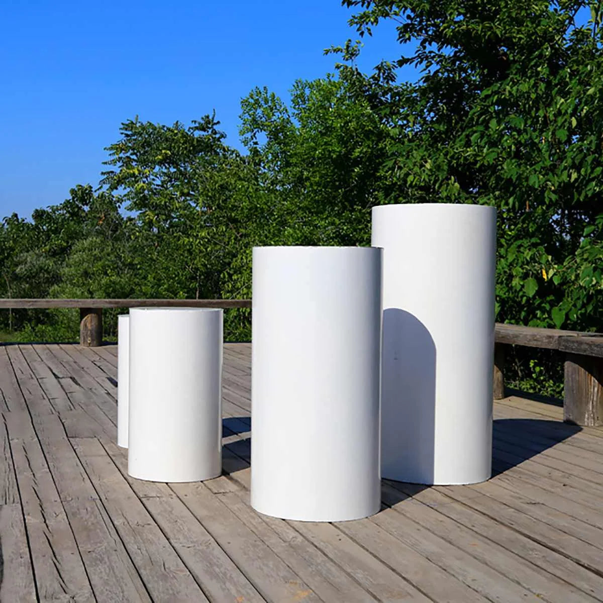 NONECN White Cylinder Table Pedestal Stands For Wedding Backdrops