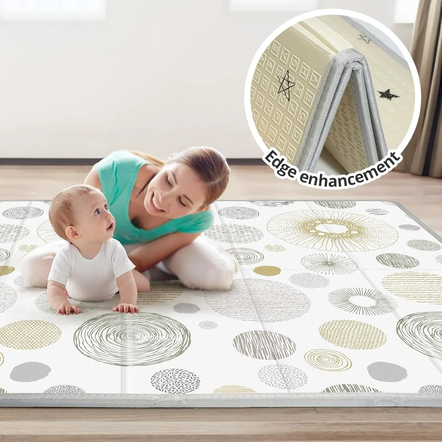 Foldable Baby Play Mat, PIGLOG 50X50 Waterproof Playpen Mat for Babies and Toddlers Kids, Safe Foam Playmat for Tummy Time,