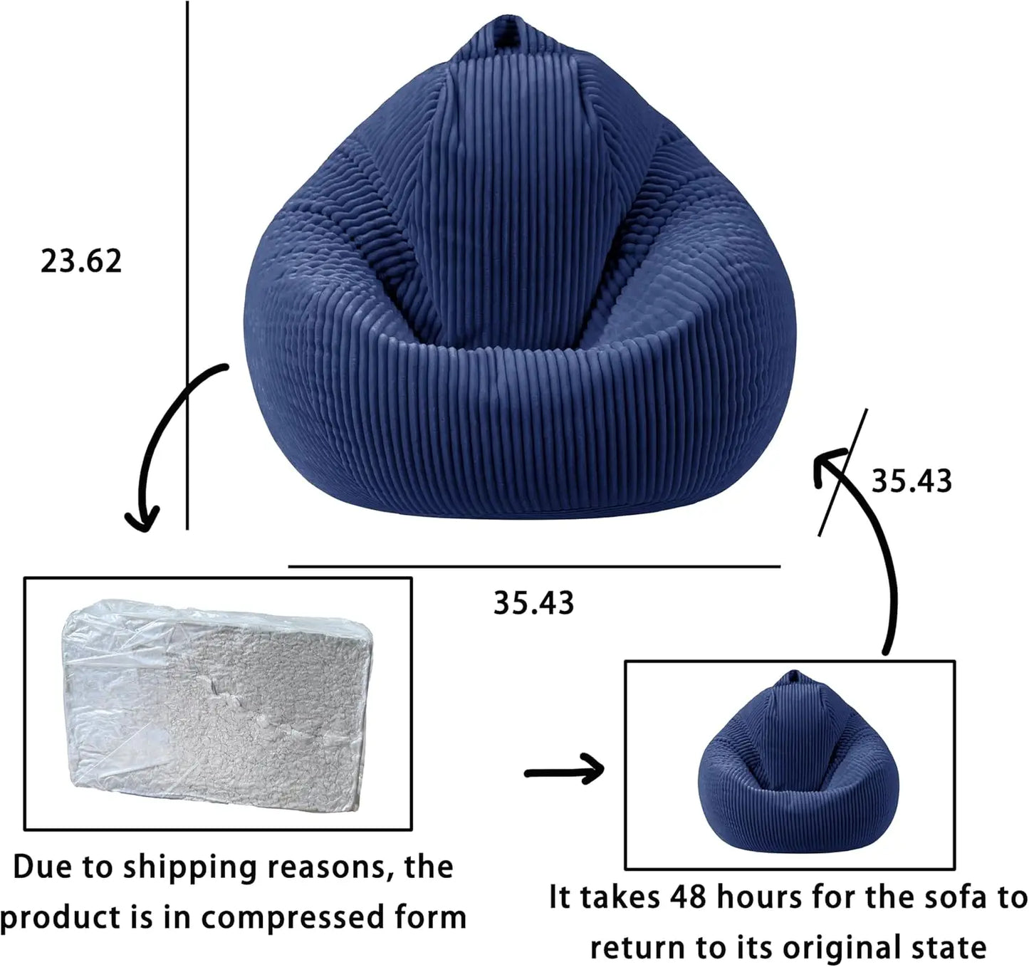 XMSJ Memory Foam Bean Bag Chair for Kids and Teens