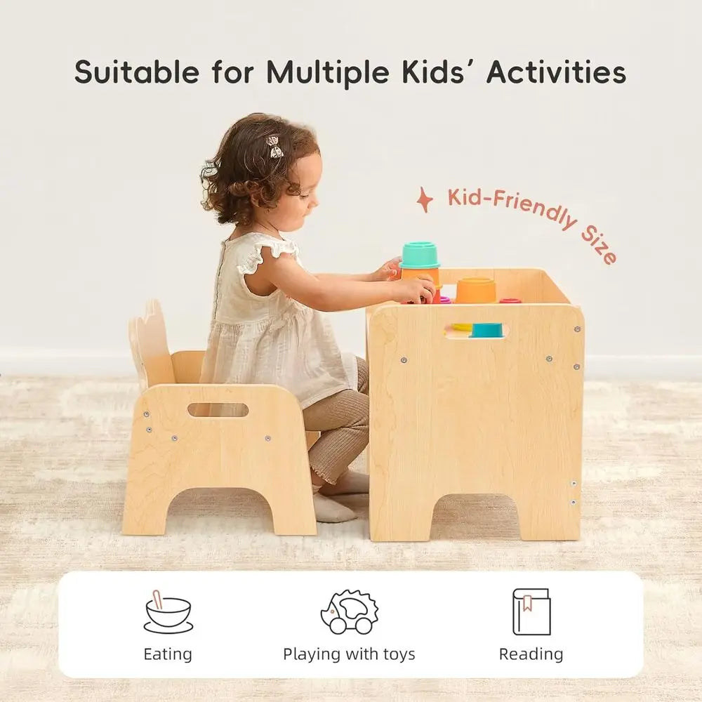 Wooden Toddler Table And Chair Set For Kids Dining