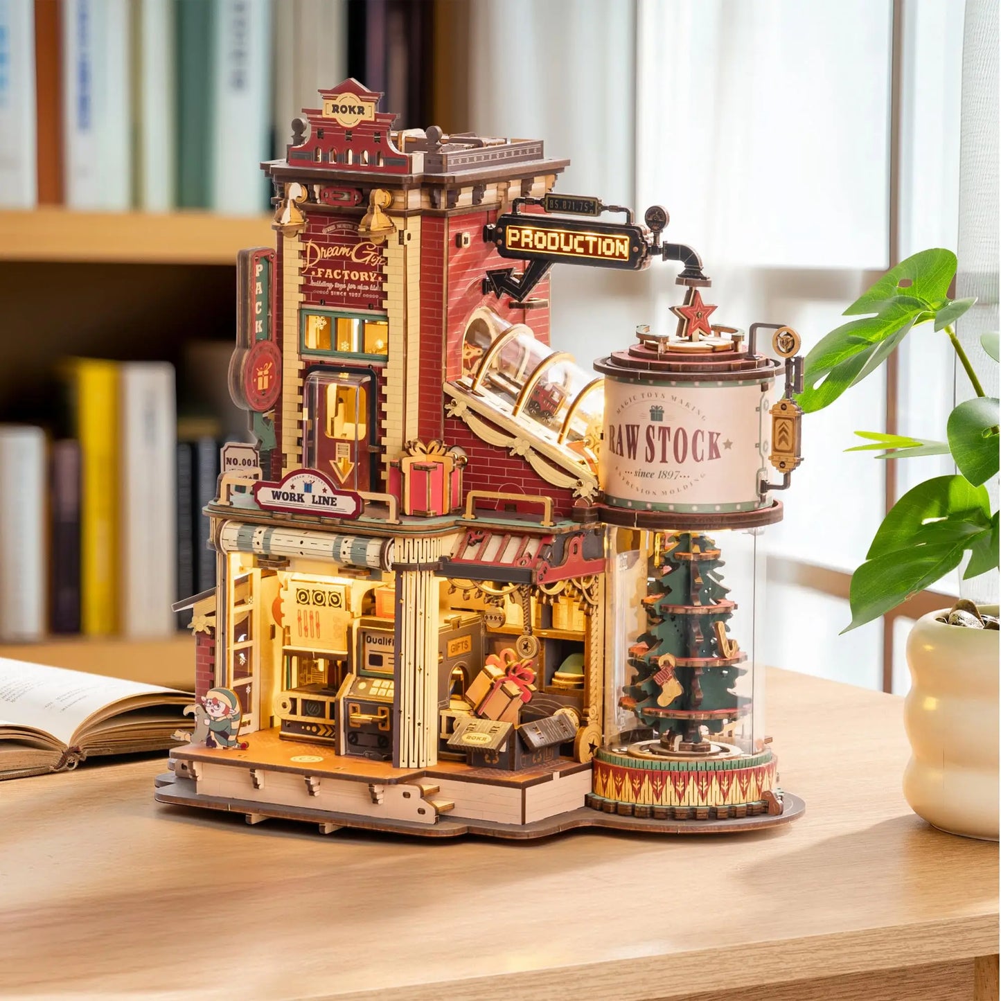 Robotime Rokr Dream Gift Factory Wooden Puzzle Decor With Light