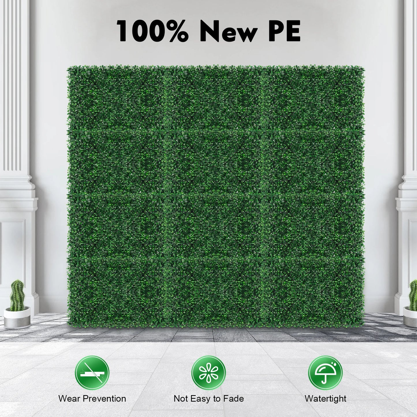 NONECN Artificial Grass Mat Panels Waterproof Outdoor Garden Hedge Wall Decor