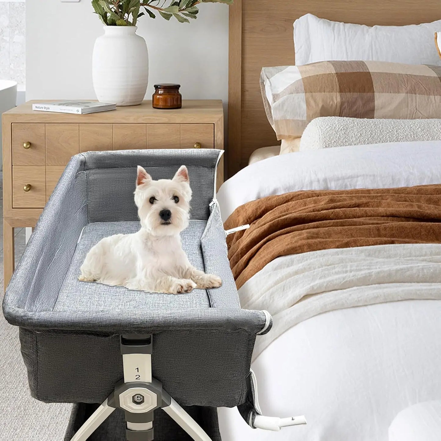XMSJ Bedside Cosleeper Dog Bed for Human Bed