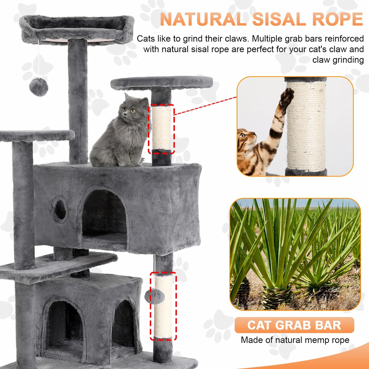 Four Tier Cat Tree With Sisal Scratching Posts And Ball