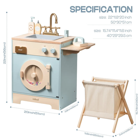 Robotime Robud Wooden Kitchen Washer Playset For Kids Age 3
