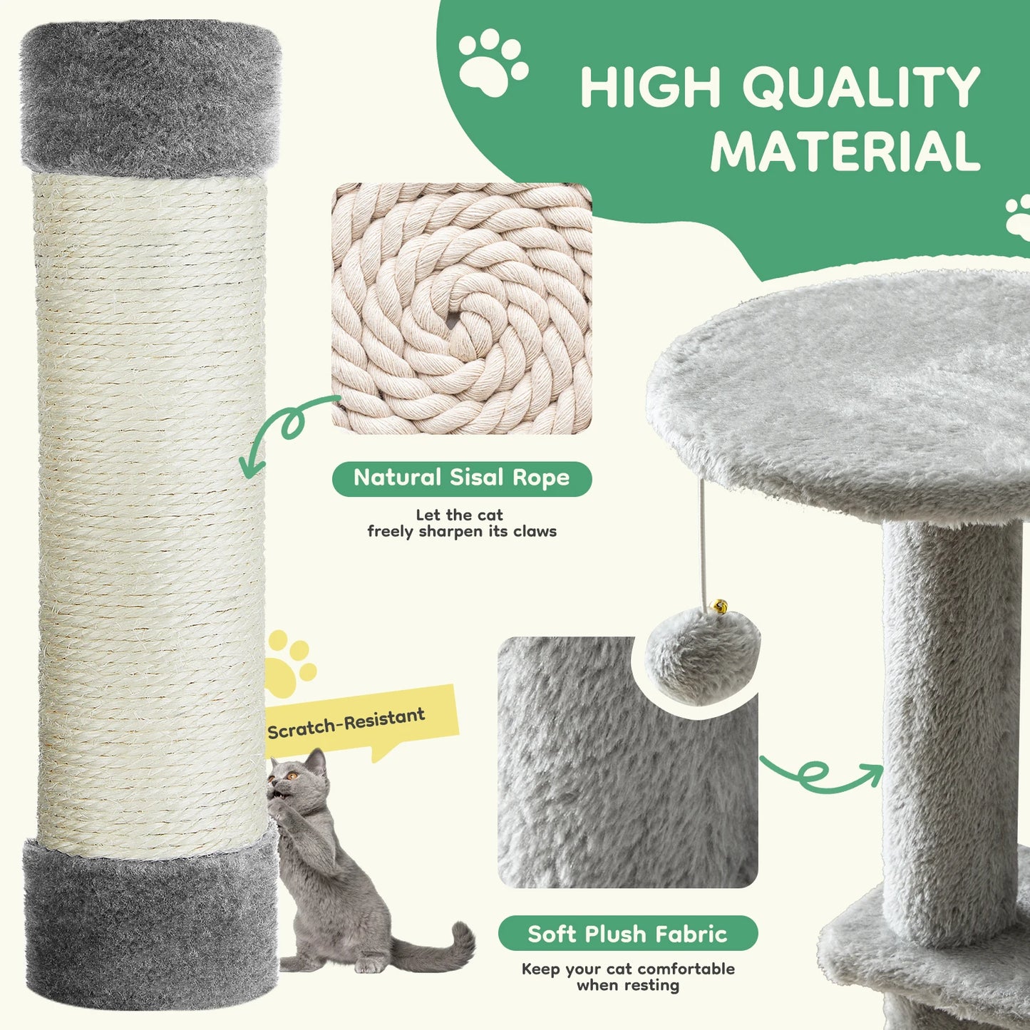 JHK Cat Tree Tall Multi-Cat Climbing Tower For Indoor Cats