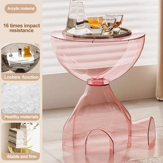 Plastic Round Coffee Table Modern Minimalist Living Room End Table