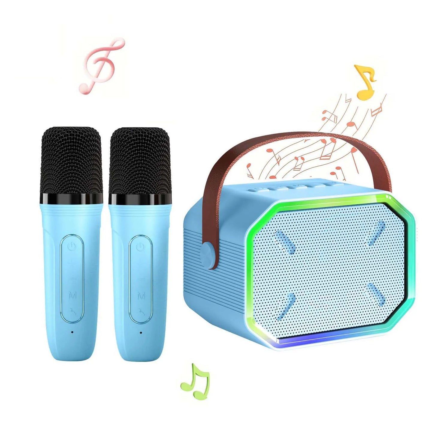 RIVGOTC Mini Karaoke Machine For Kids Bluetooth Wireless Microphones