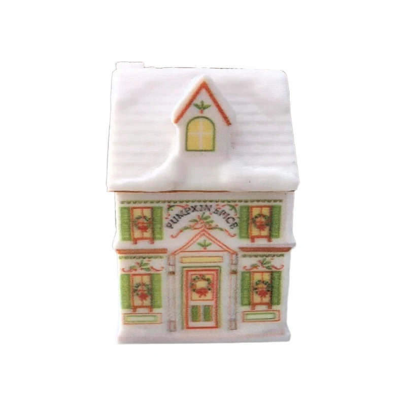 Cute Cartoon Holiday Village Spice House Ornament Mini Gingerbread Jars Decor