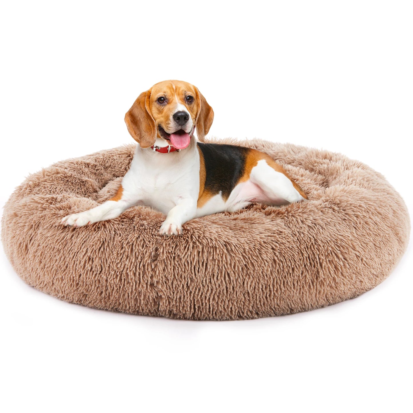 JHK Calming Dog Bed Plush Faux Fur Washable Round