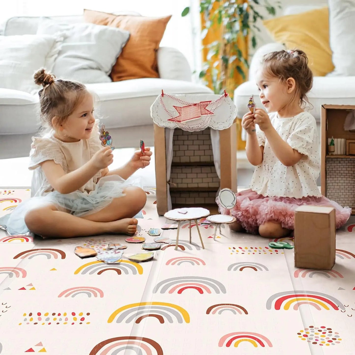 Foldable Baby Play Mat, PIGLOG 50x50 Playpen Mat, Safe Foam Playmat for Tummy Time, Waterproof Playmats for Babies and Toddlers