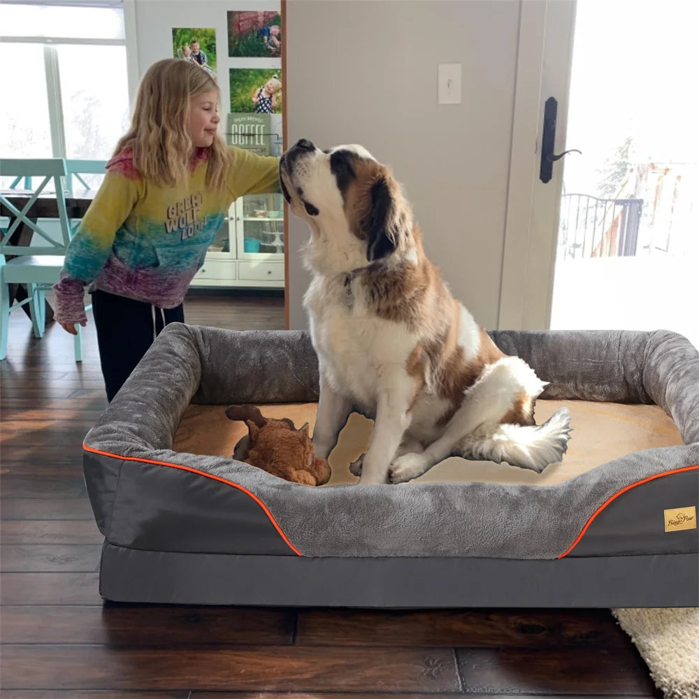 BORWARTCN Orthopedic Dog Bed Memory Foam Waterproof Removable Cover
