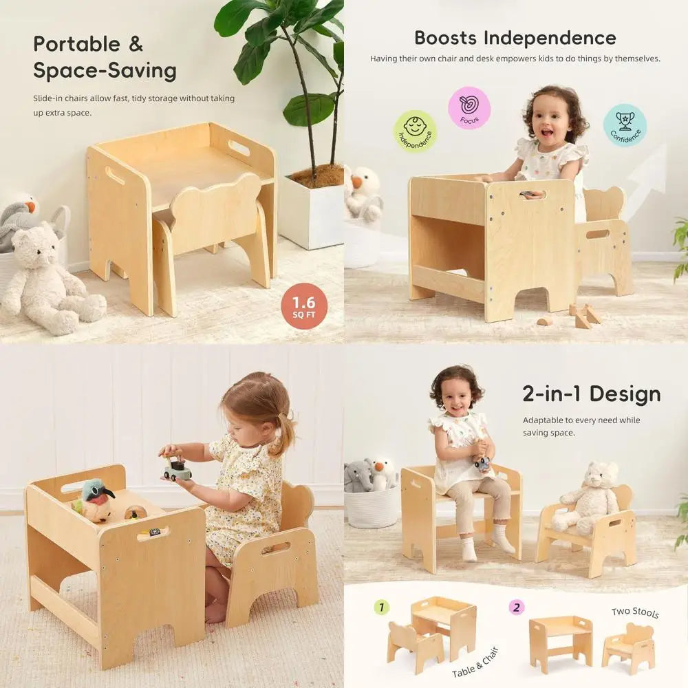 Wooden Toddler Table And Chair Set For Kids Dining