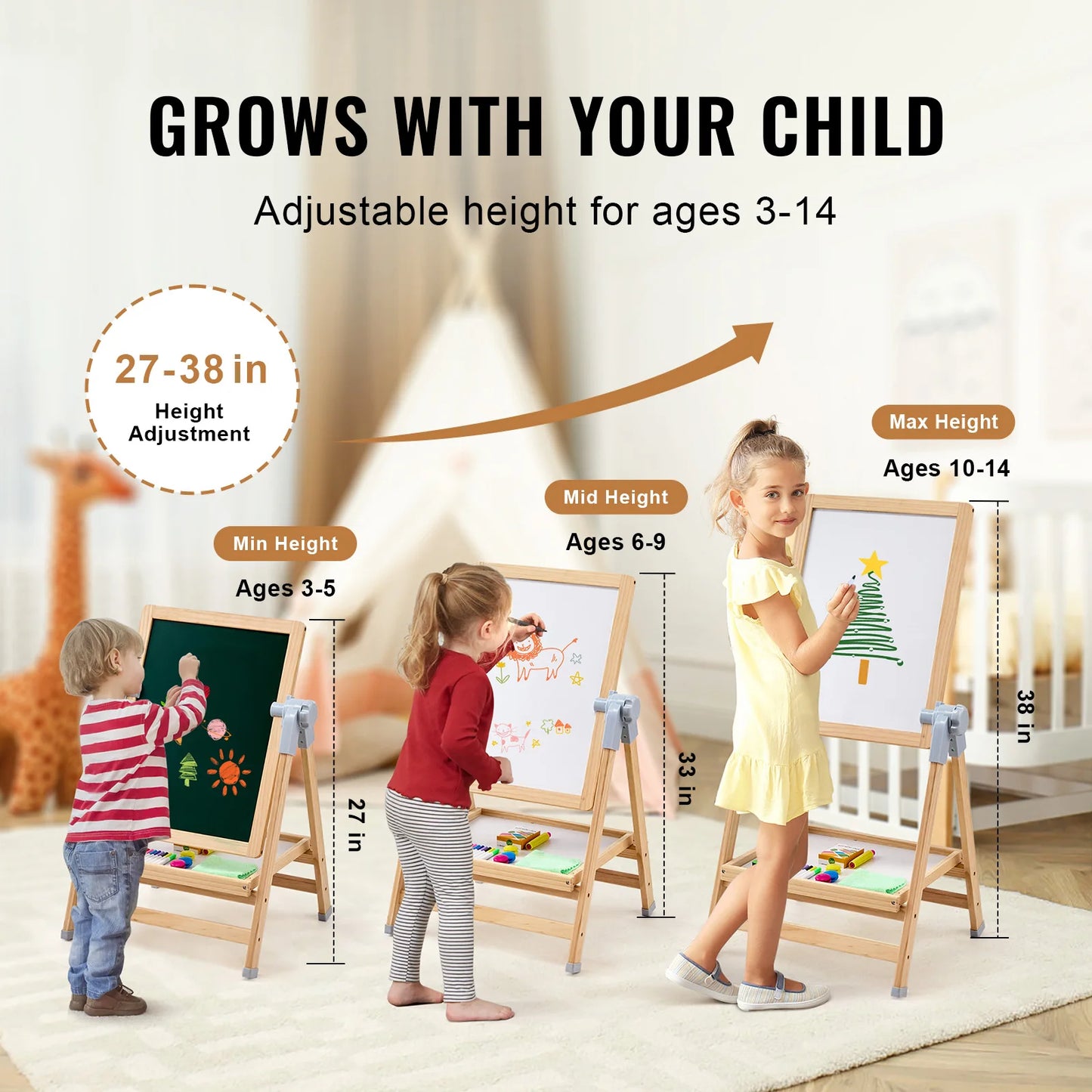 SucceBuy Standing Magnetic Drawing Board WordPad Art Easel Kids