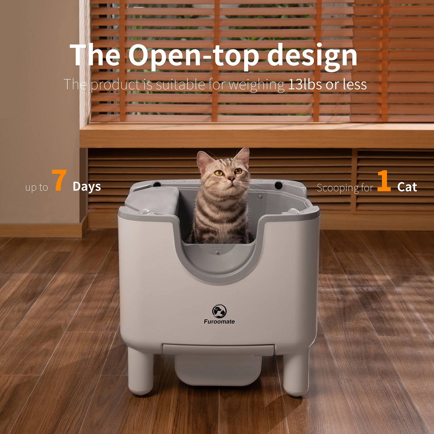 Furoomate F6 Self Cleaning Open Top Cat Litter Box