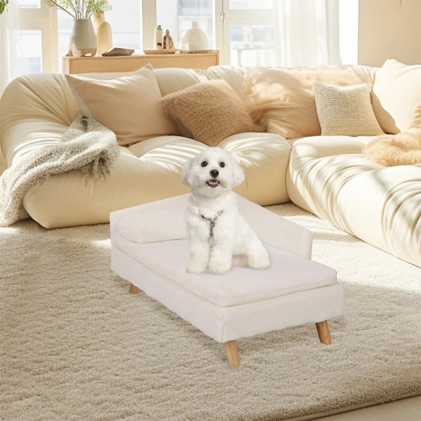 BINGOPAWCN Elevated Pet Bed With Waterproof Pad And Wooden Legs