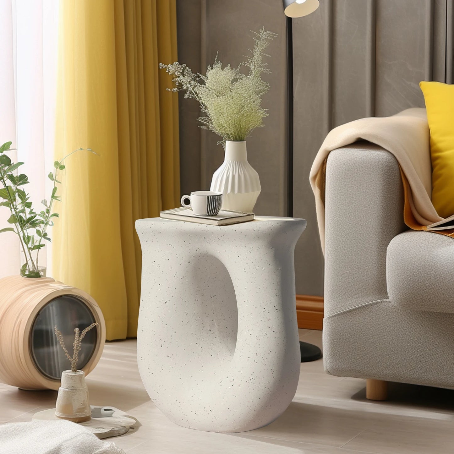 U Shaped Geometric Side End Table