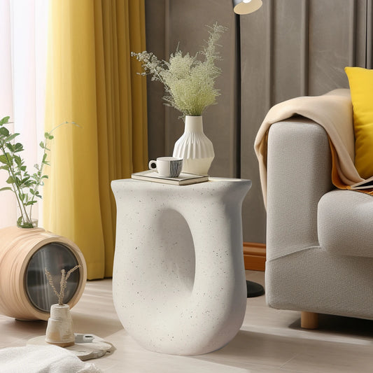 U Shaped Geometric Side End Table