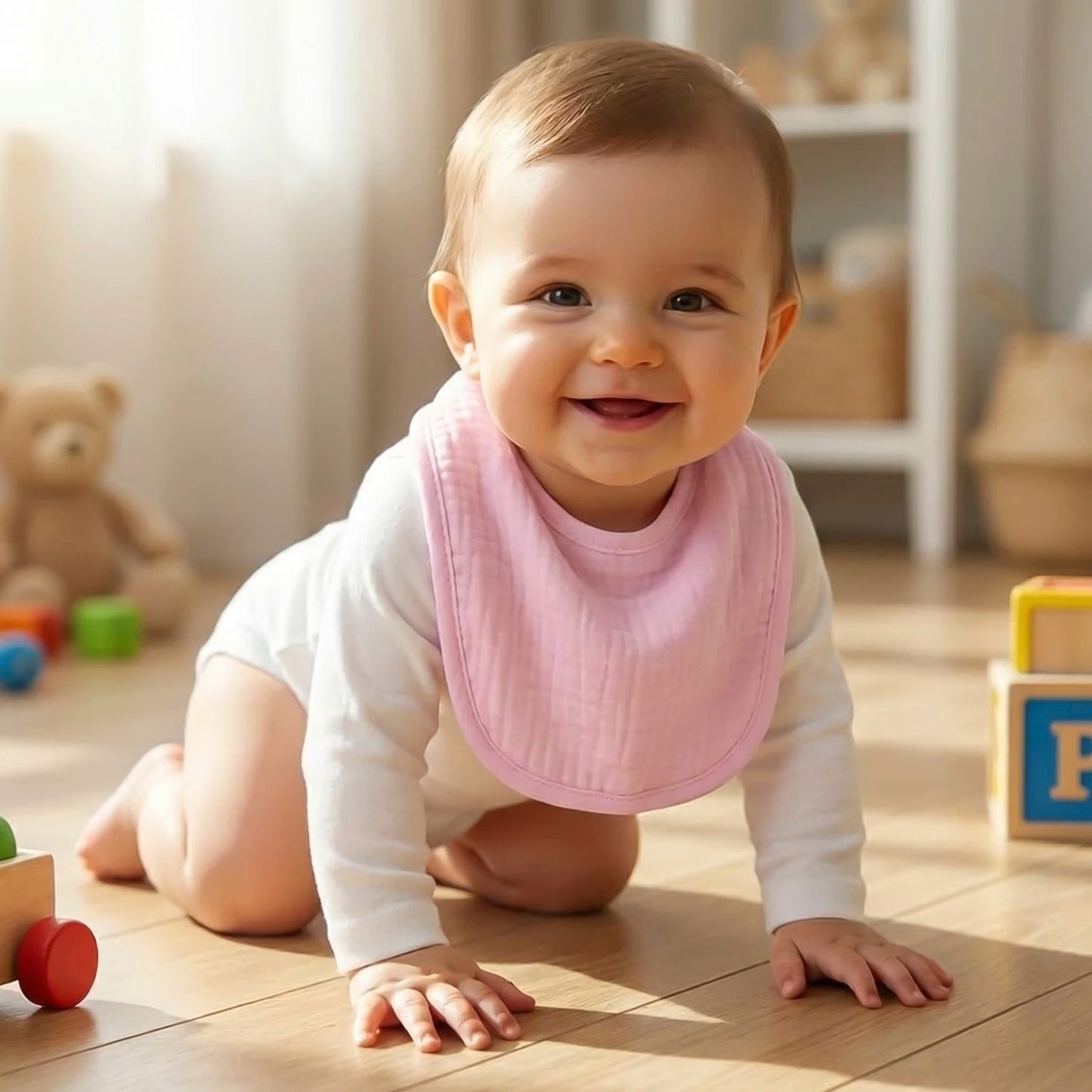 Premium 4-Layer Baby bib Ultra Soft & Super Absorbent,Perfect for Teething, Feeding, and Everyday Use (Set of 10)