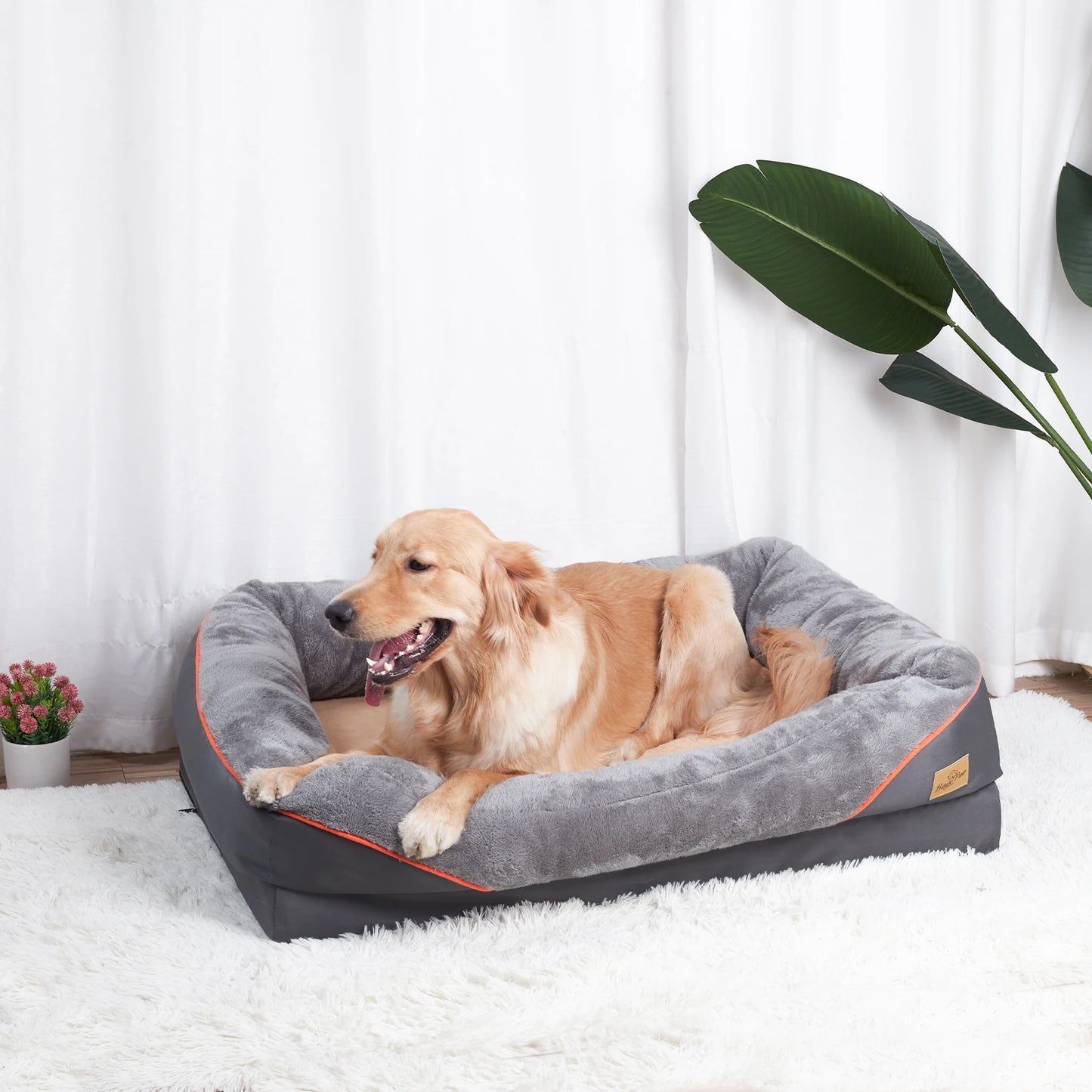 BINGOPAWCN Dog Bed Anti Allergy Warm Fleece With Washable Cover