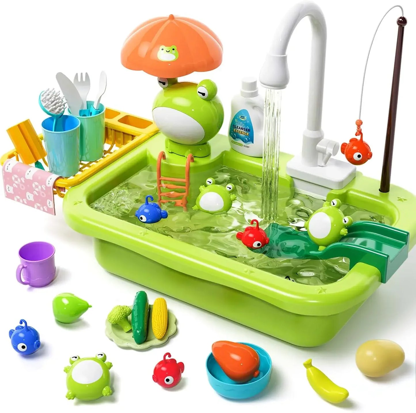 Play Sink With Running Water Kitchen Playset For Kids Toddlers