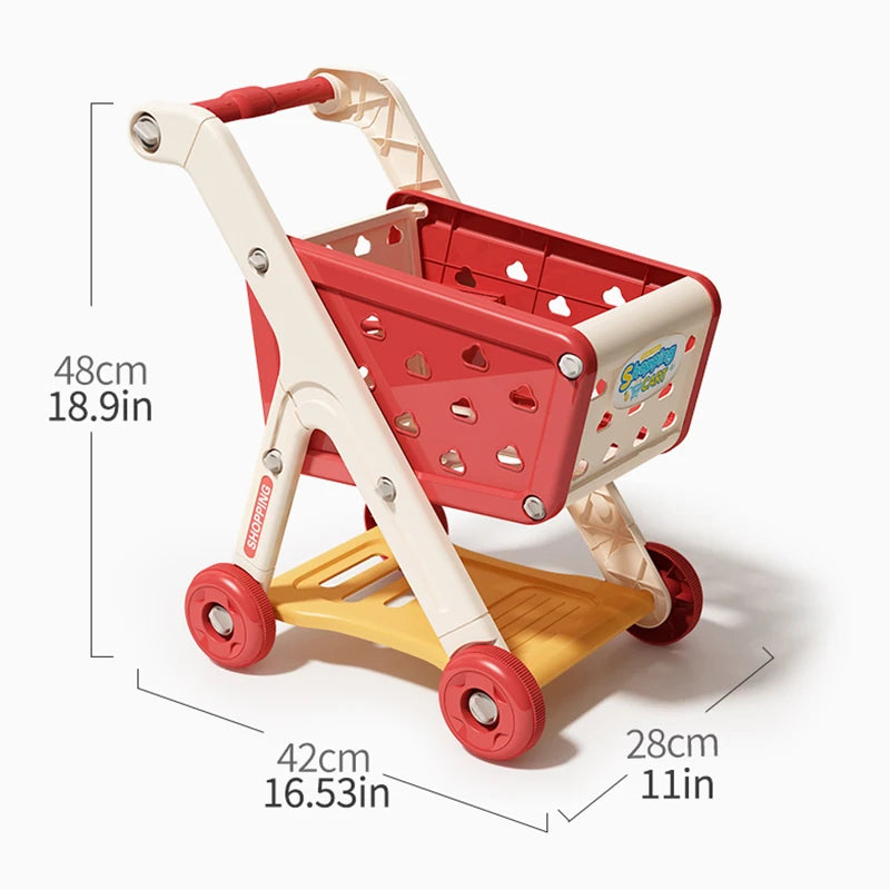 Jovow Shopping Cart Toy for Kids Trolley Pretend Kitchen Supermarket