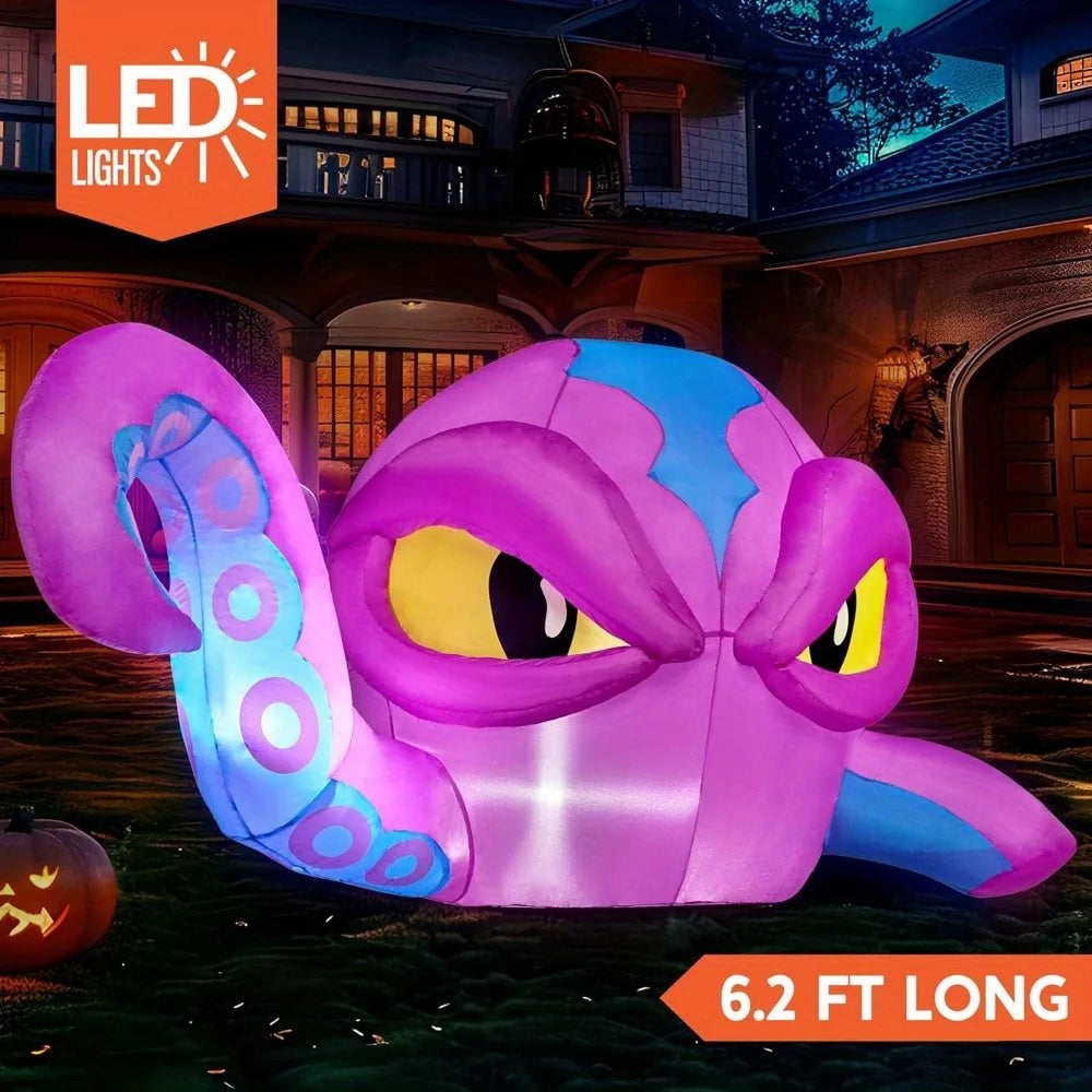 Halloween Inflatable Octopus Window Decor With Built In LED Lights