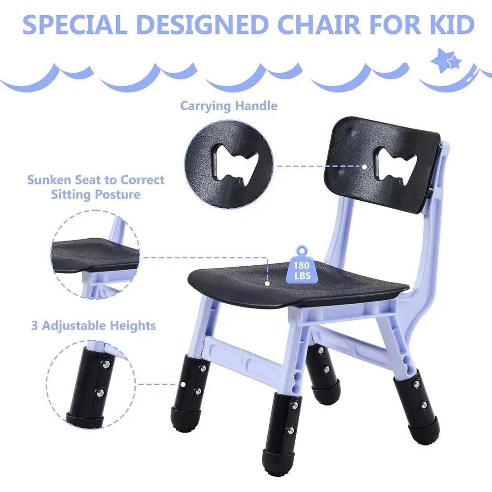 Adjustable Height Kids Table And Chairs Set 3 To 8
