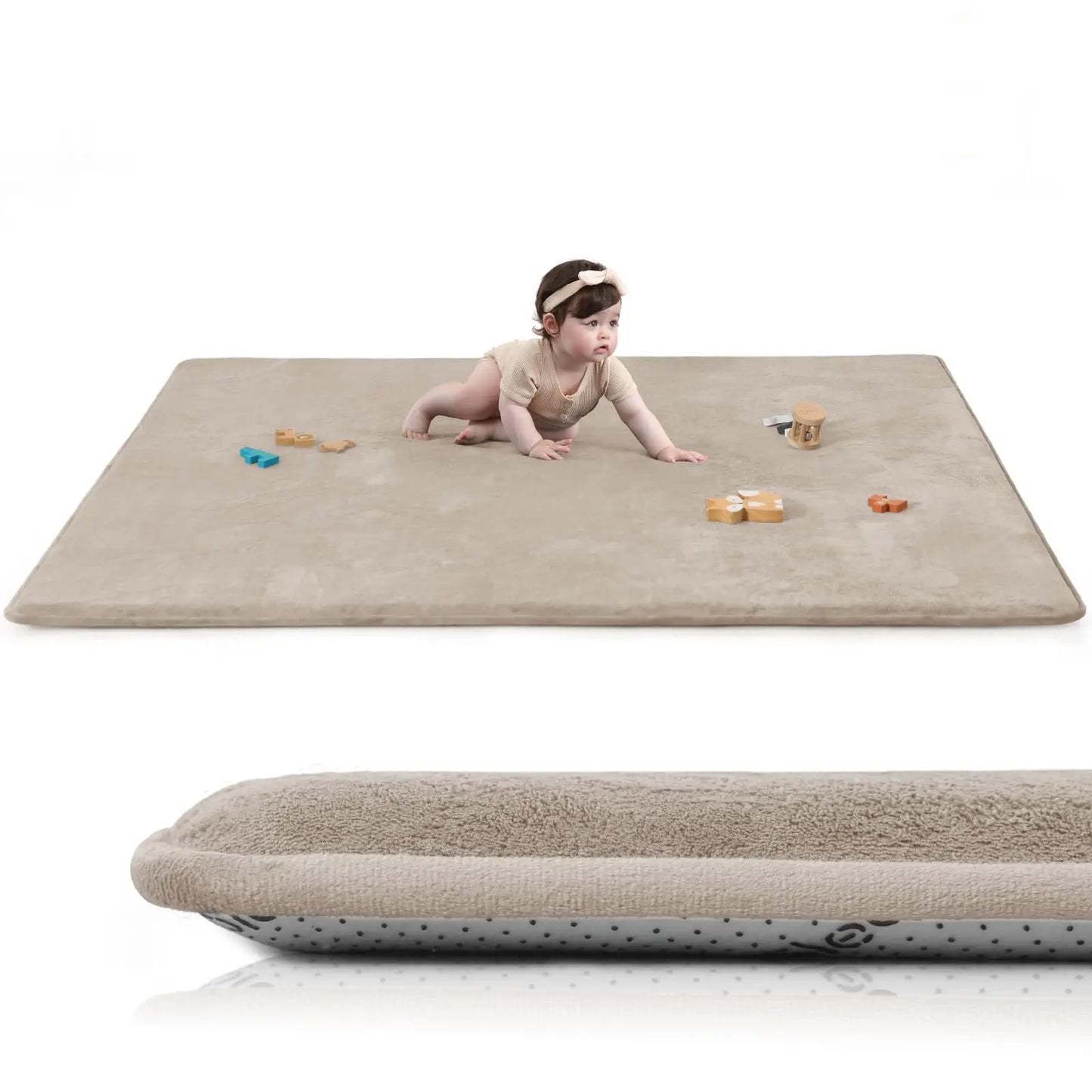 1.3inch Thick Baby Play Mat for Tummy Time Memory Foam Carpet Large Crawling Soft Velvet Non-Slip Nursery Rug for Floor Kids