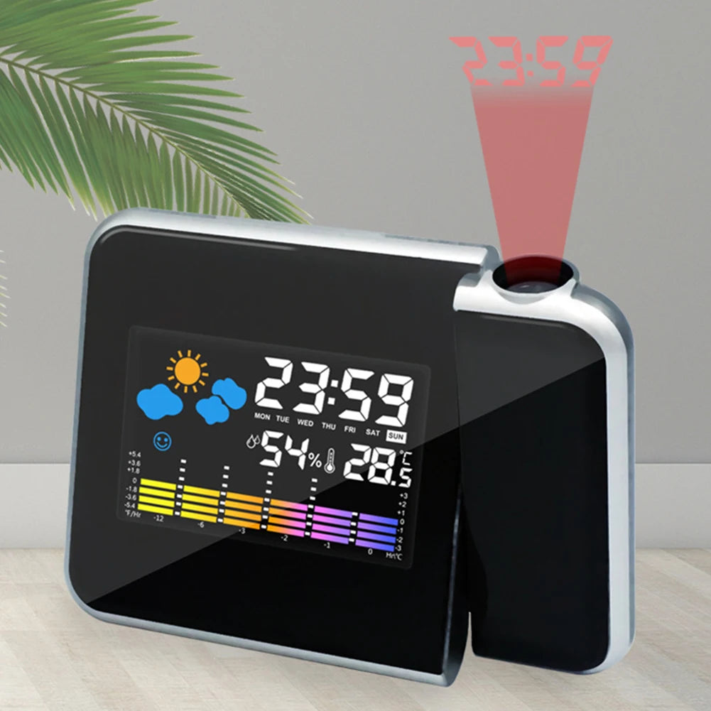 Digital LED Projection Clock With Night Backlight Alarm Thermometer Hygrometer