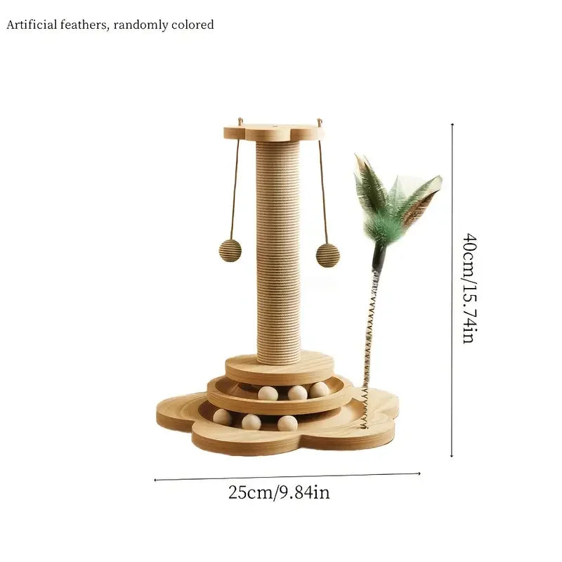 NONECN Cat Scratch Board Rotating Platform Wooden Fiber Toy