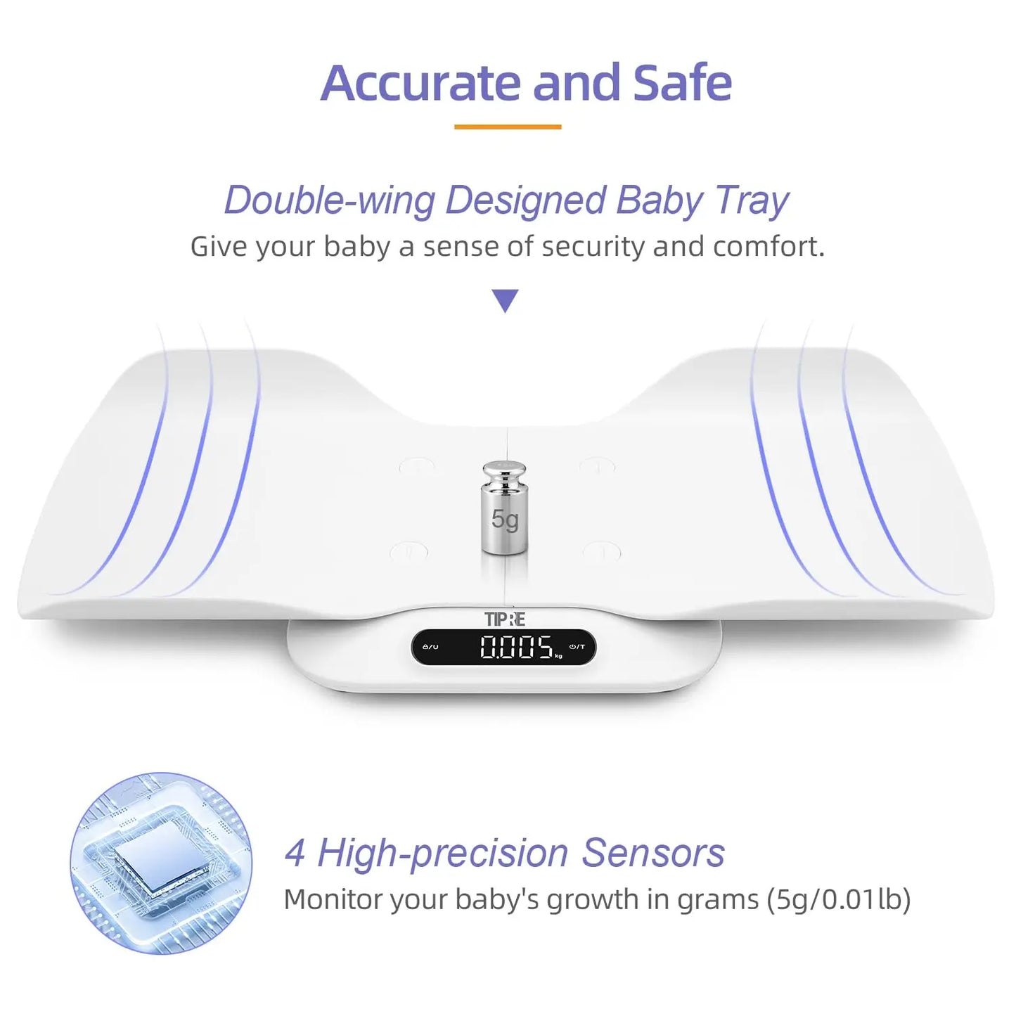 Digital Baby & Pet Scale with Auto-Rotating LED Screen, Detachable Tray, Up to 400lb/180kg for Accurate Weighing