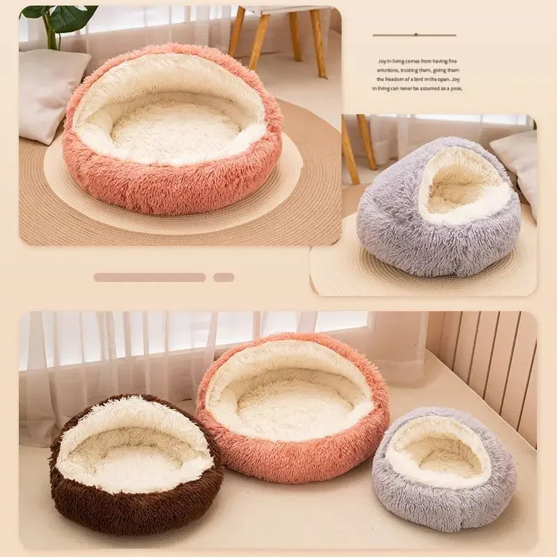 Plush 2In1 Pet Bedstead With Cover For Cats And Dogs