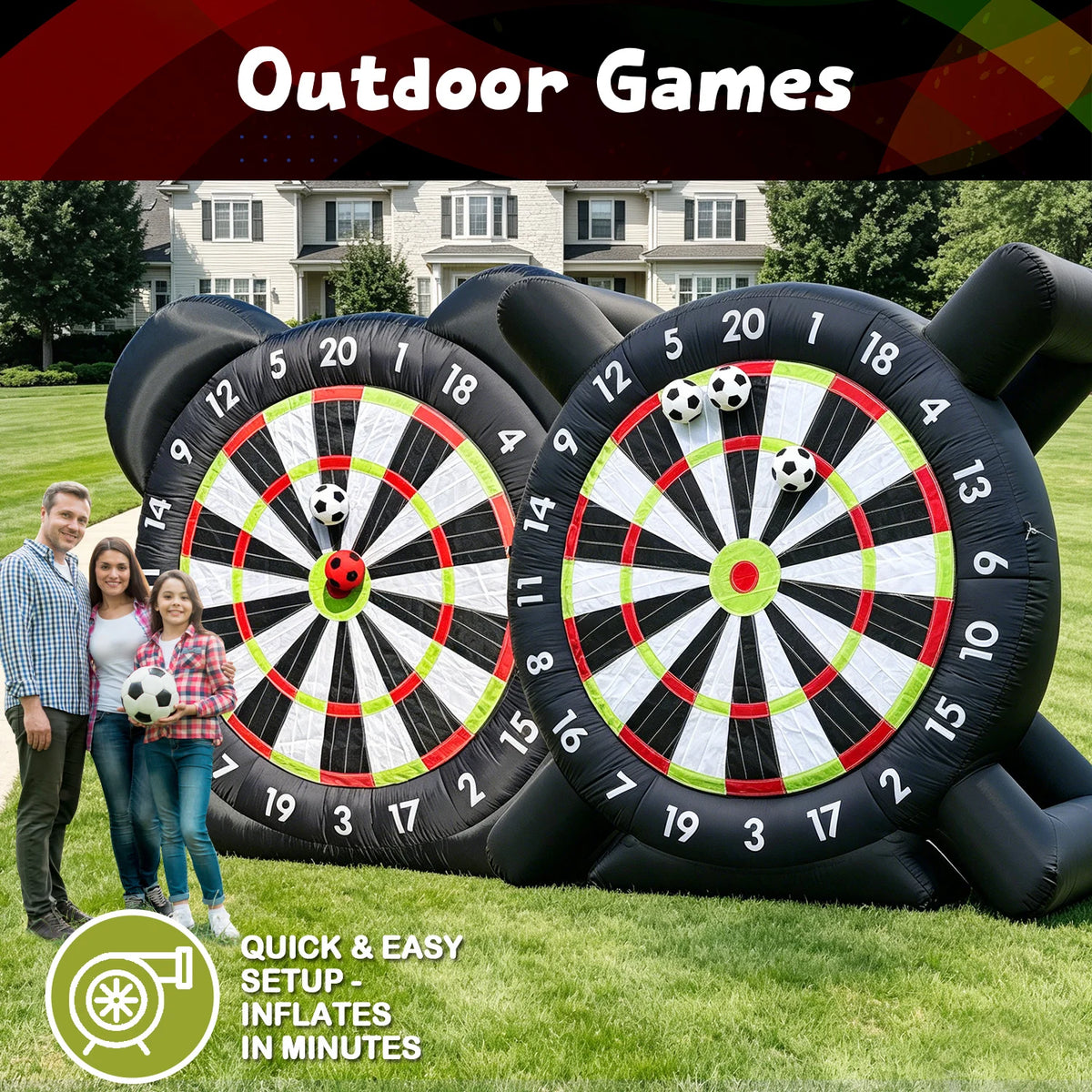 Giant Inflatable Soccer Dart Board Game With Sticky Balls Outdoor