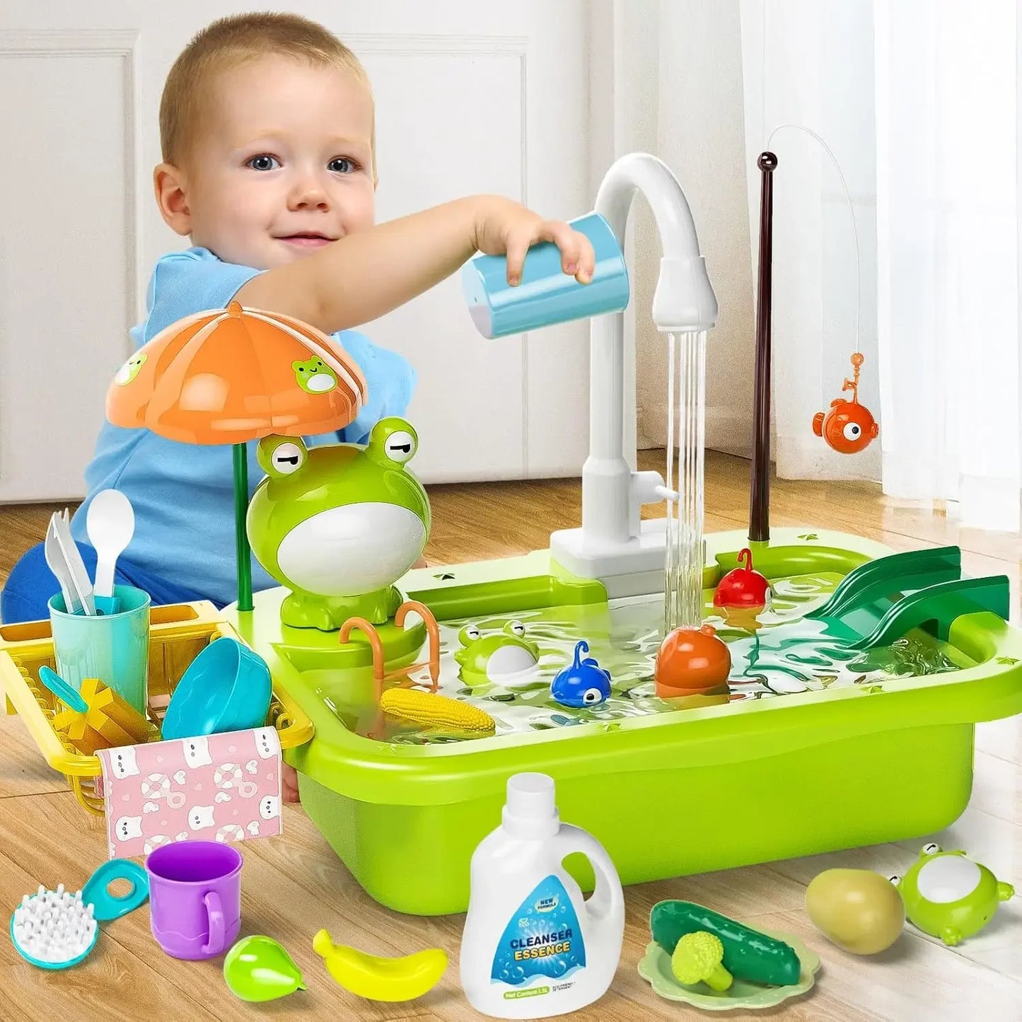 Play Sink With Running Water Kitchen Playset For Kids Toddlers