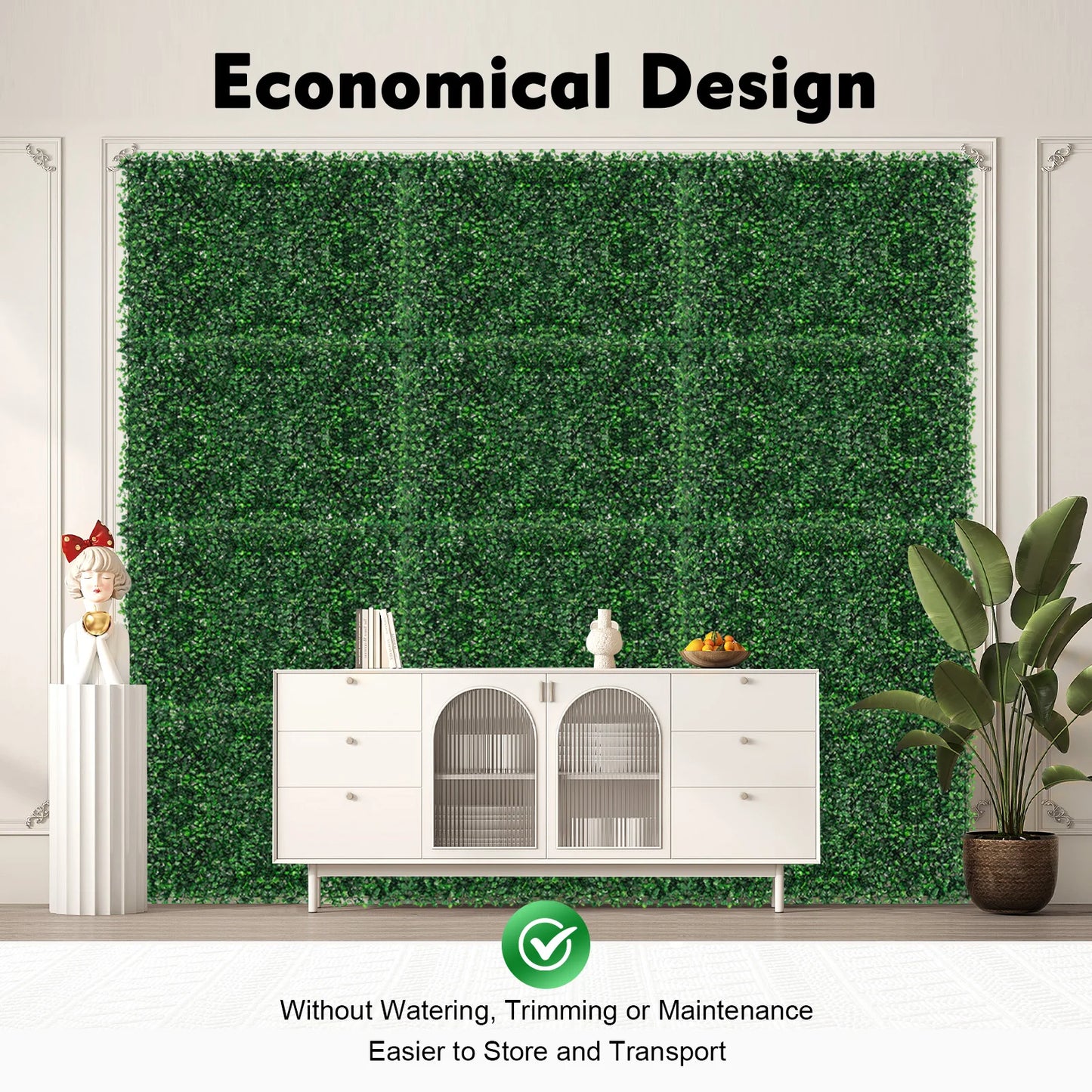 NONECN Artificial Grass Mat Panels Waterproof Outdoor Garden Hedge Wall Decor