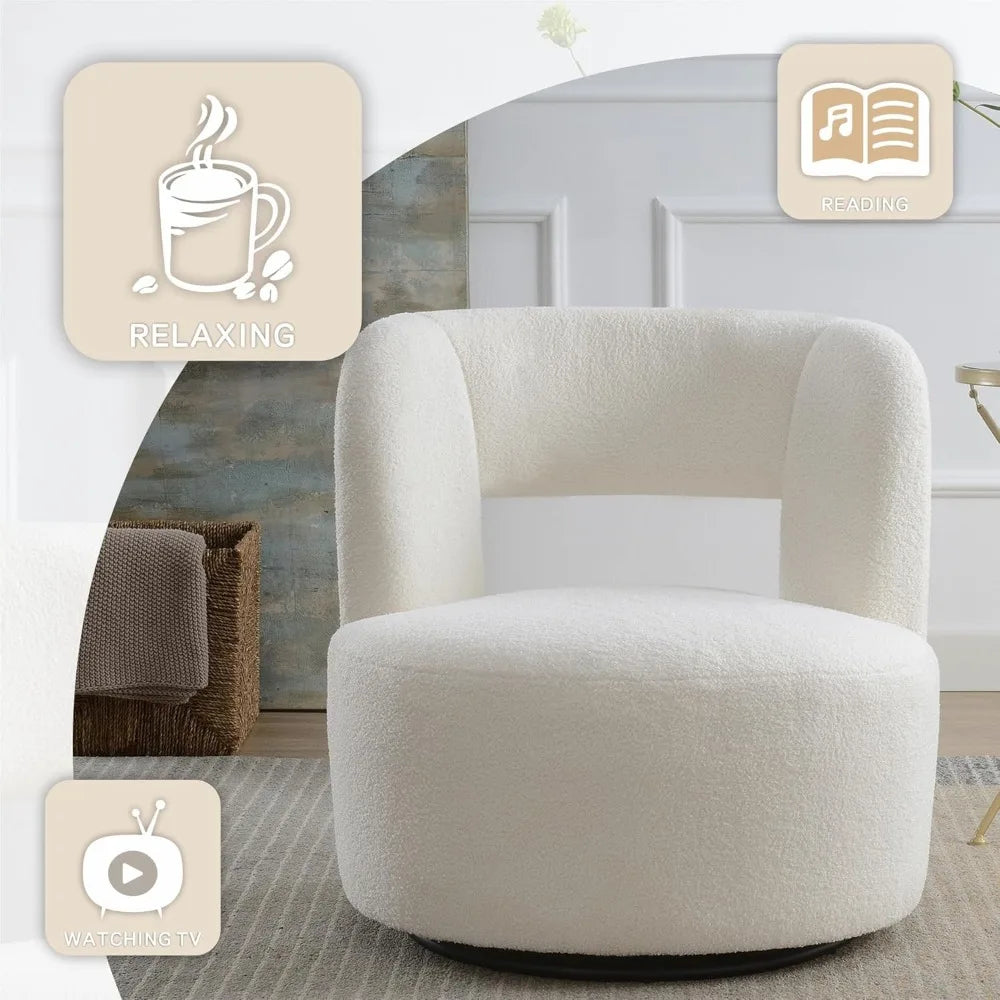 DAFIFY Teddy Fabric Swivel Accent Chair for Modern Living Room