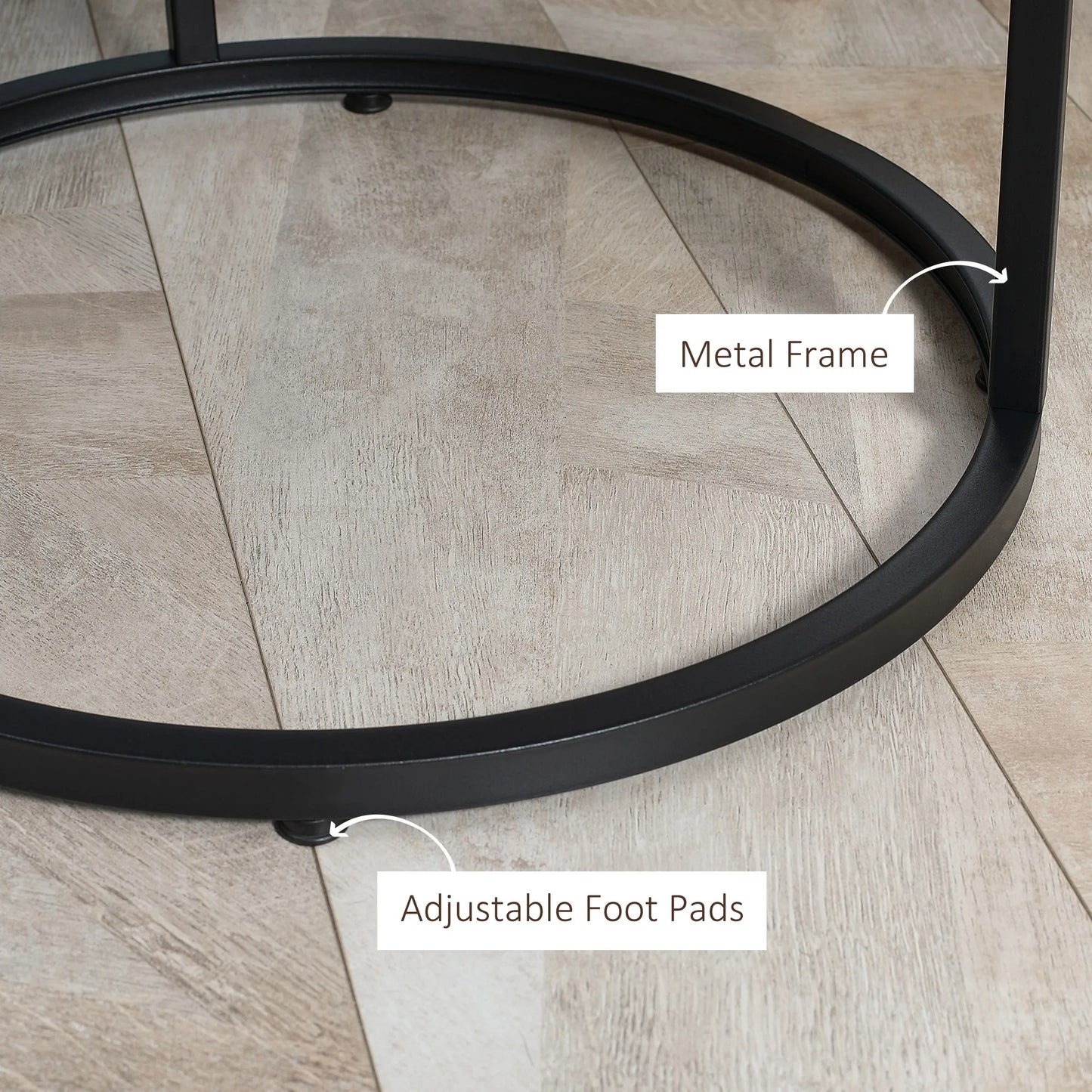 Two Nested Rattan Coffee Tables With Adjustable Feet