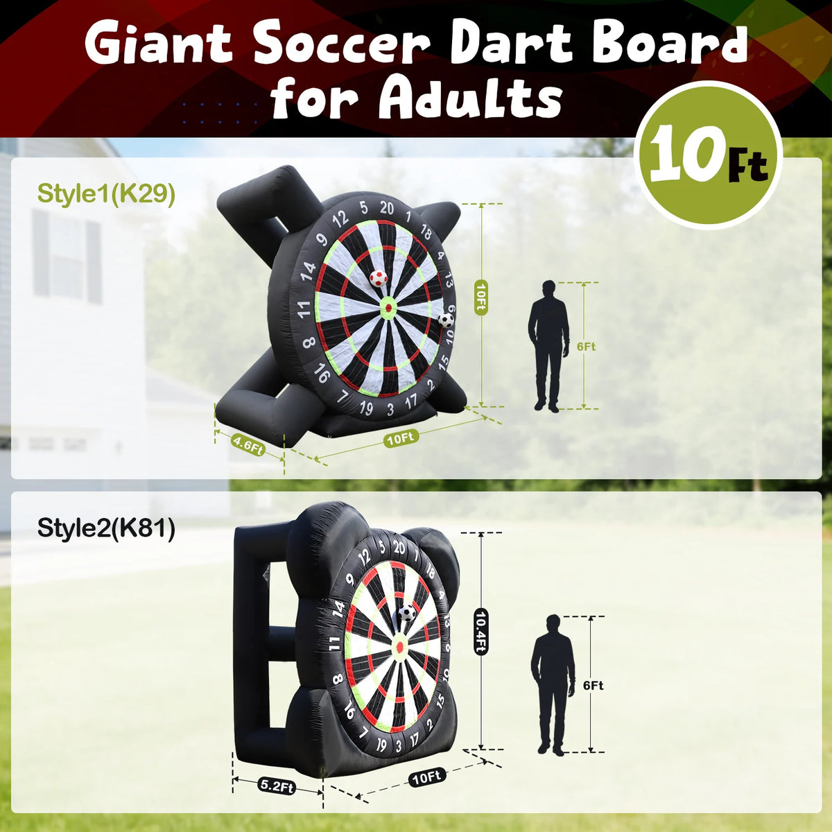 Giant Inflatable Soccer Dart Board Game With Sticky Balls Outdoor