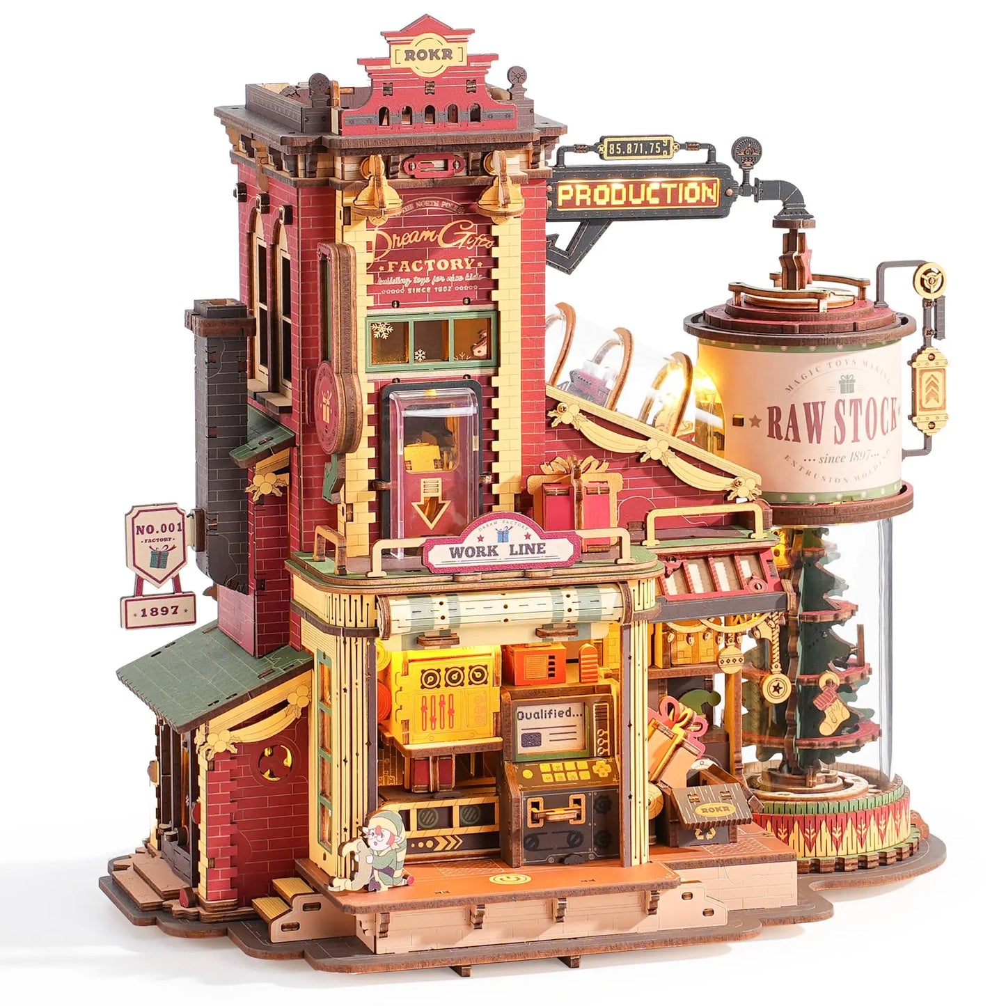 Robotime Rokr Dream Gift Factory Wooden Puzzle Decor With Light