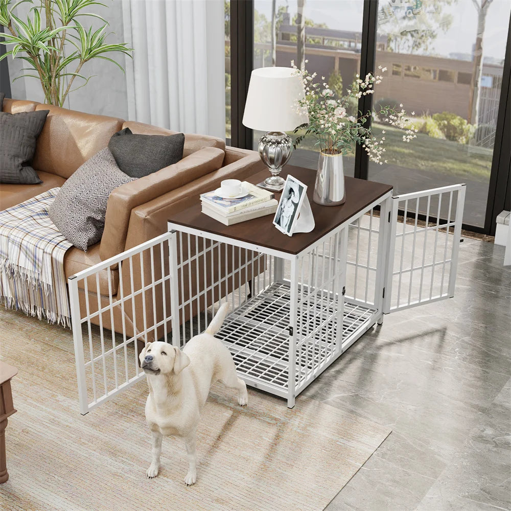 Borwar Wooden Dog Crate End Table Kennel With Removable Tray