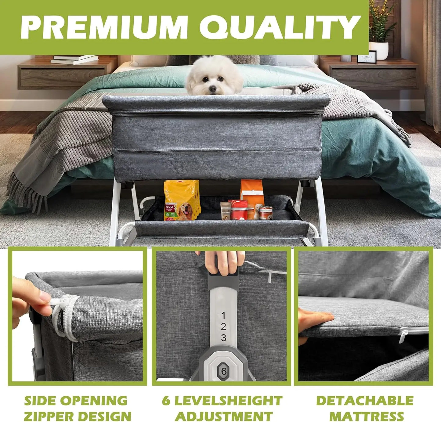 XMSJ Bedside Cosleeper Dog Bed for Human Bed