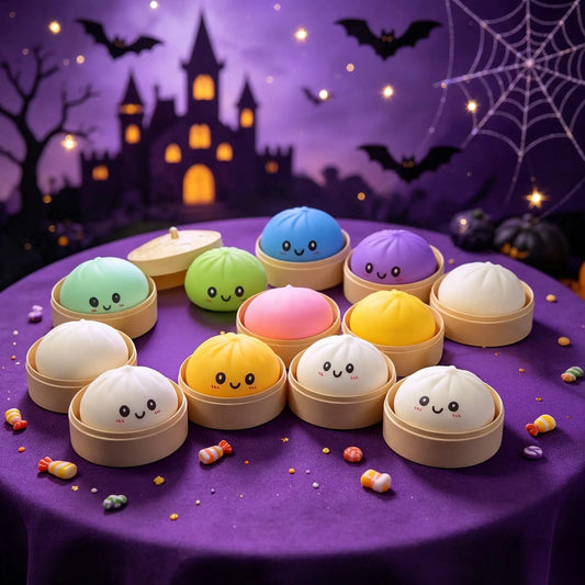Halloween Bun Squishy Set, 18 Piece Sensory Play Kit