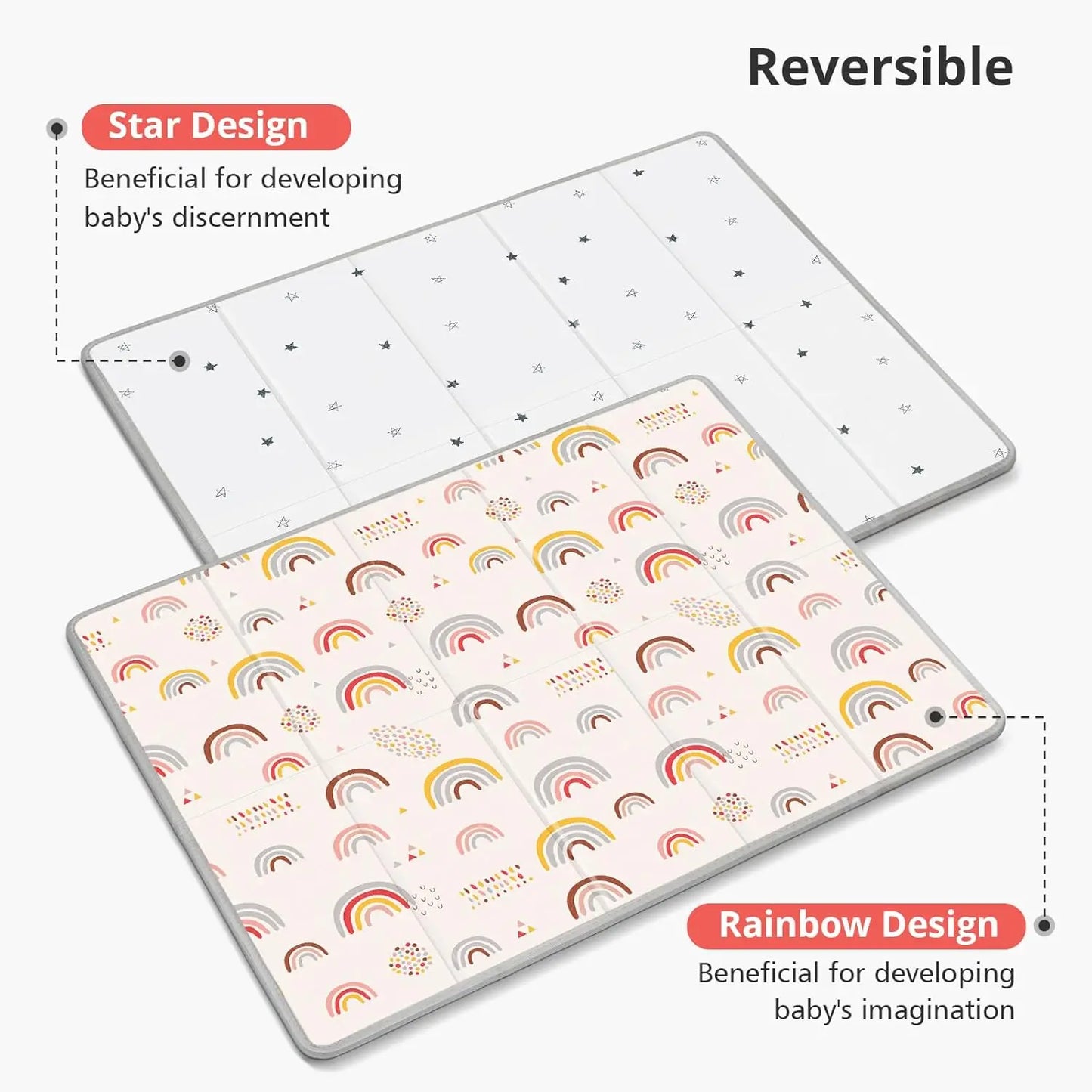 Foldable Baby Play Mat, PIGLOG 50x50 Playpen Mat, Safe Foam Playmat for Tummy Time, Waterproof Playmats for Babies and Toddlers