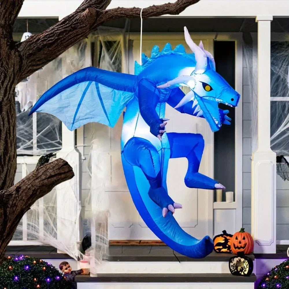 Hanging Ice Dragon Halloween Inflatable With LED Lights Outdoor Decor