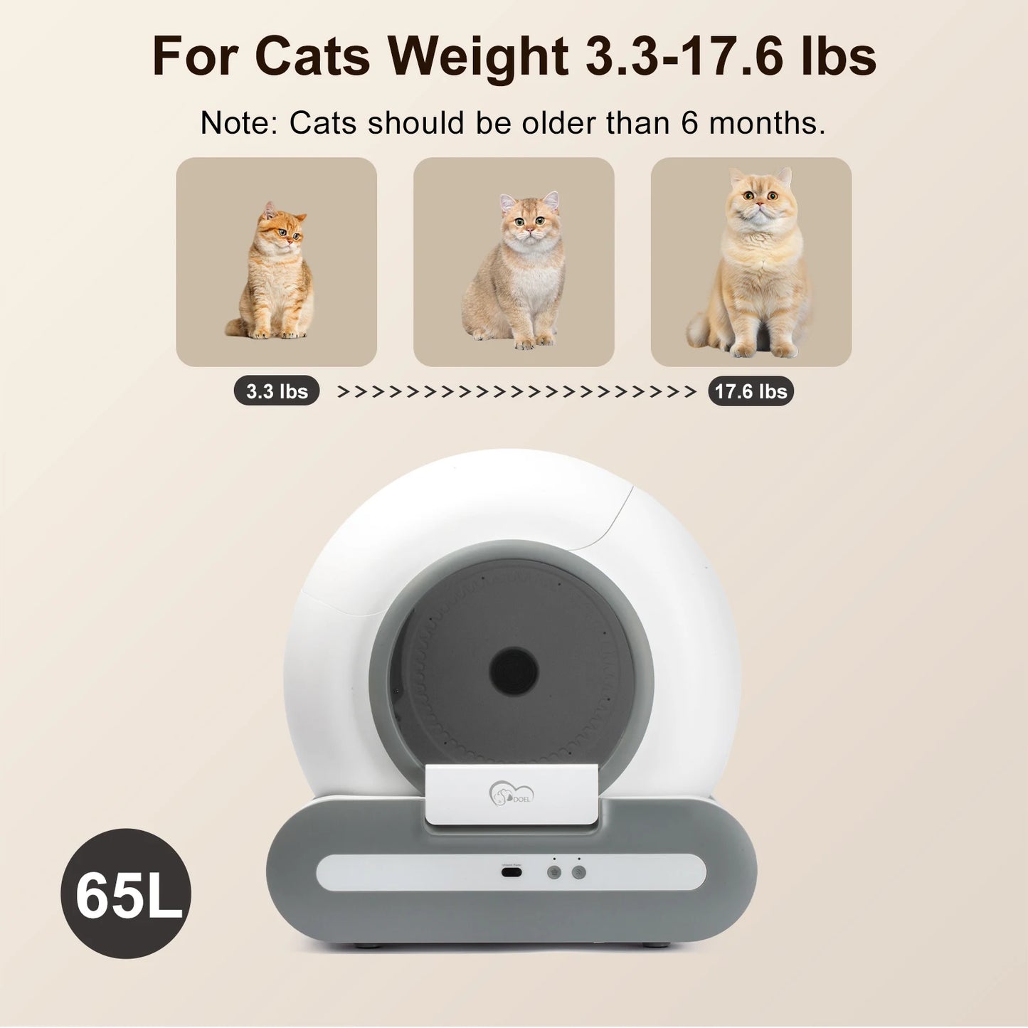 DOEL Self Cleaning Cat Litter Box App Controlled 2.4G WiFi