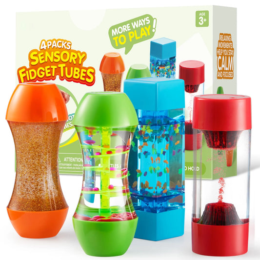 Joyfy 4 Pack Sensory Fidget Tubes For Kids Autism Therapy